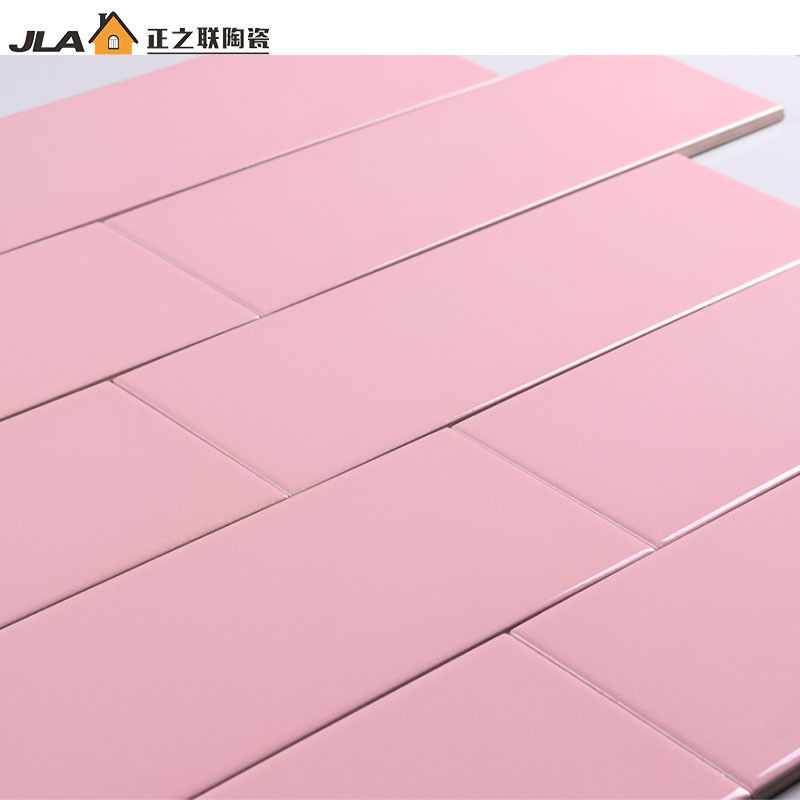 4x12 Decorative Ceramic Glazed Wall Tiles Pink Bathroom Design 7.5 Mm Thickness