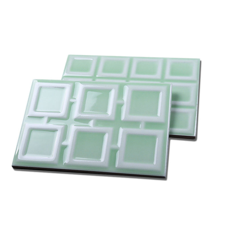 Grass Green Coloured Ceramic Wall Tiles Cutting Diy Tile For Garage Interior