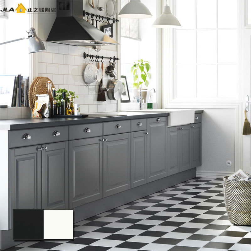 8x8 Inch Classic Black Bathroom Floor Tile , 20X20cm Kitchen Decor Tiles