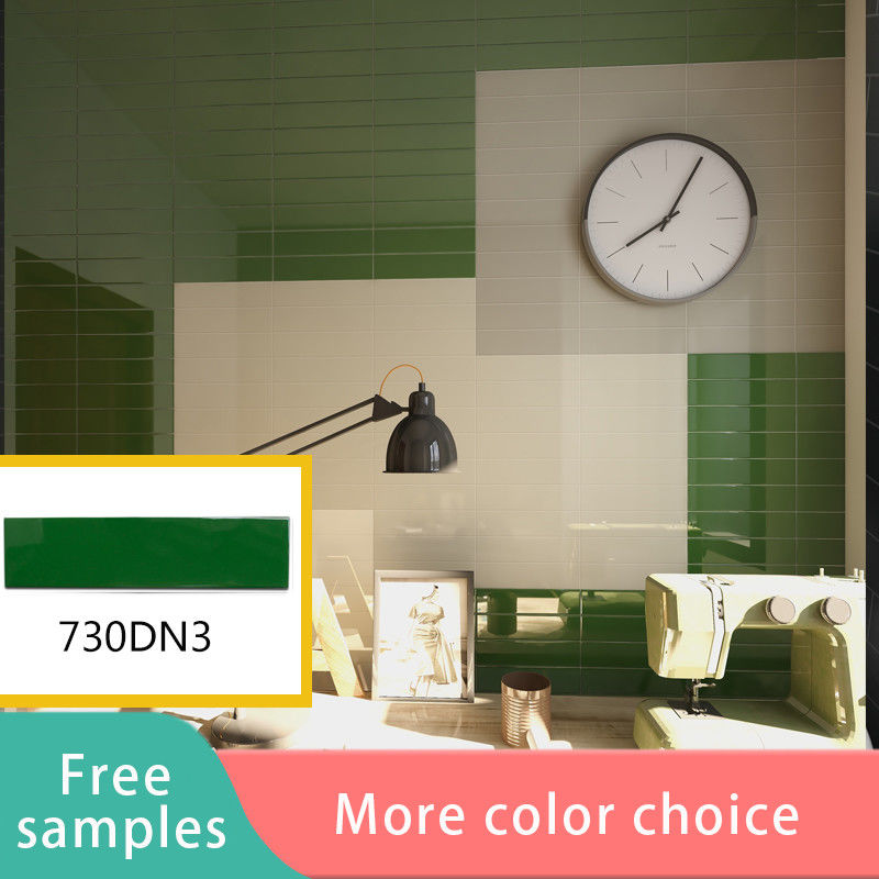 Dark / Light Green Glaze Subway Tile For Bathroom / Kitchen / Shower Room Wall Decor