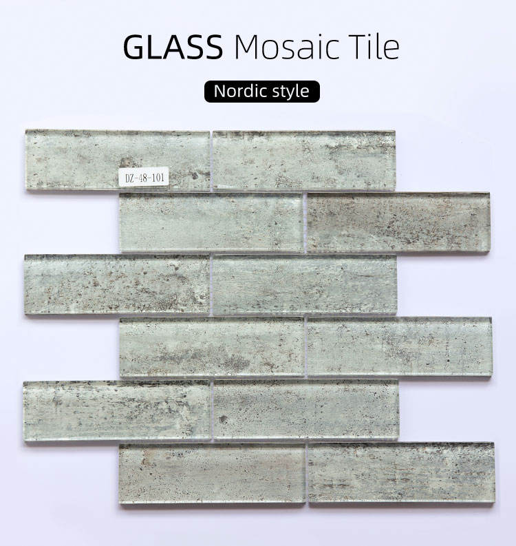 Natural Stone Diamond Glass Mosaic Tile For Living Room Wall