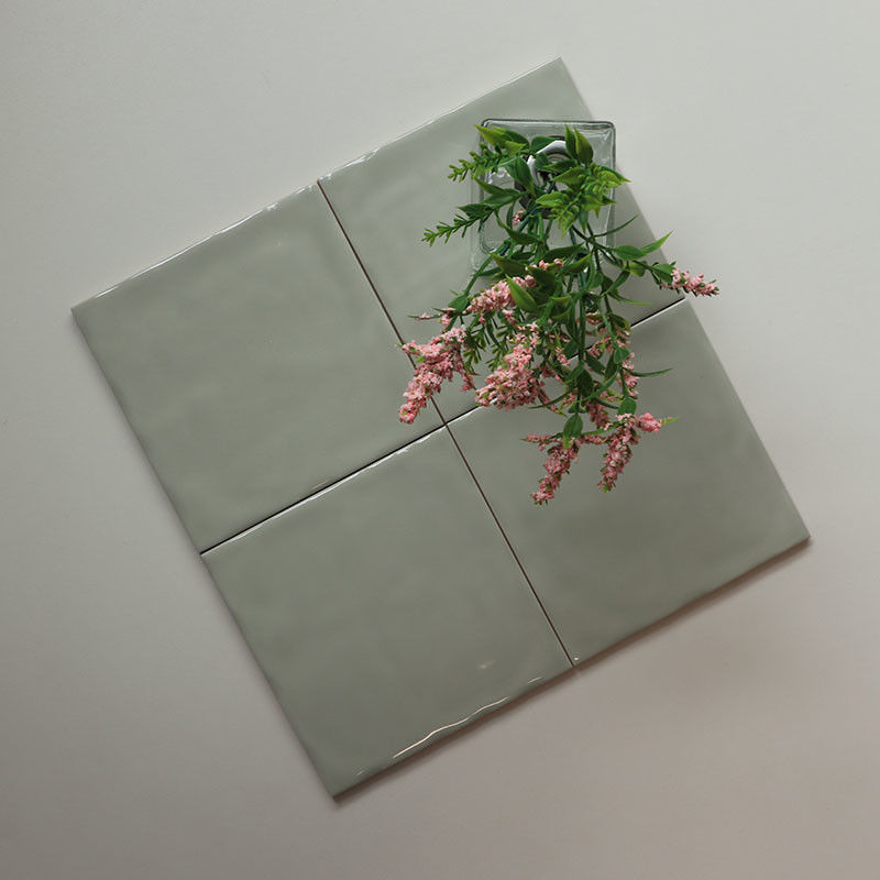 Waterproof Ceramic Coment Green Color Toilet Tiles In 150x150mm Size