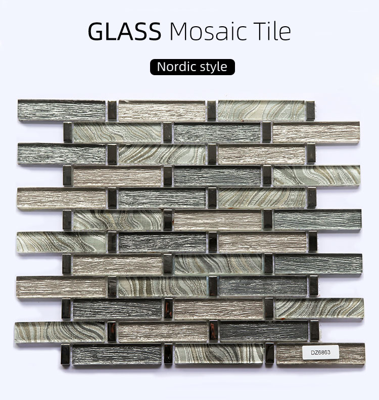 Bathroom and Kitchen Wall Decoration Glossy Glass Mosaic Tile