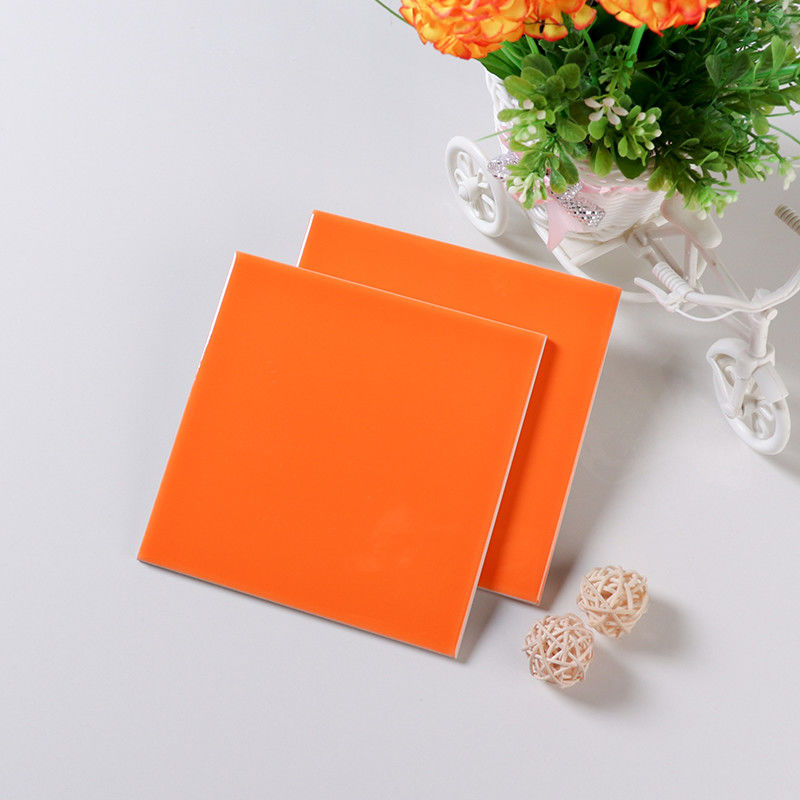 Orange Glazed Ceramic Wall Tiles 15X15 Non Slip Commercial Kitchen Tiles