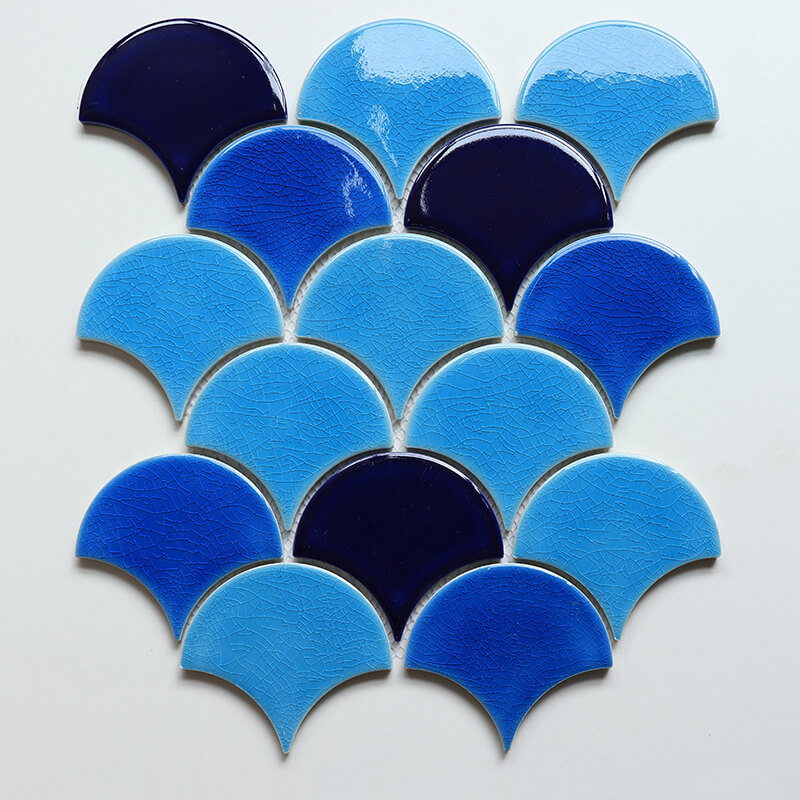 Black Blue And White Marble Mosaic Floor Tile Irregular Mosaic Bathroom Tiles-Porcelain Mosaic03
