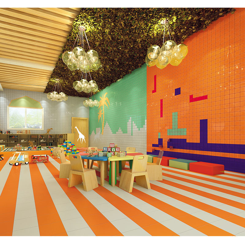 Decorative Interior Kindergarten Glazed Wall Tile 100*100mm in Orange Color